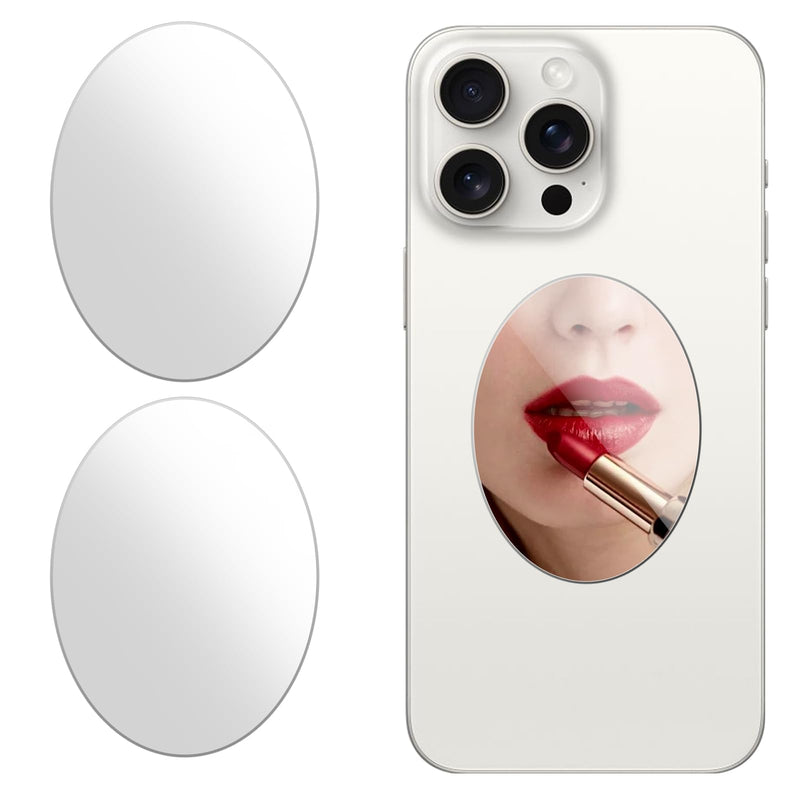 [Australia - AusPower] - Elliptical Mirror Decal for Smartphone，Stick-On Make up Mirror Sticker on Phone Case Back，Mirror Phone Charm （2 Pack ） elliptical 