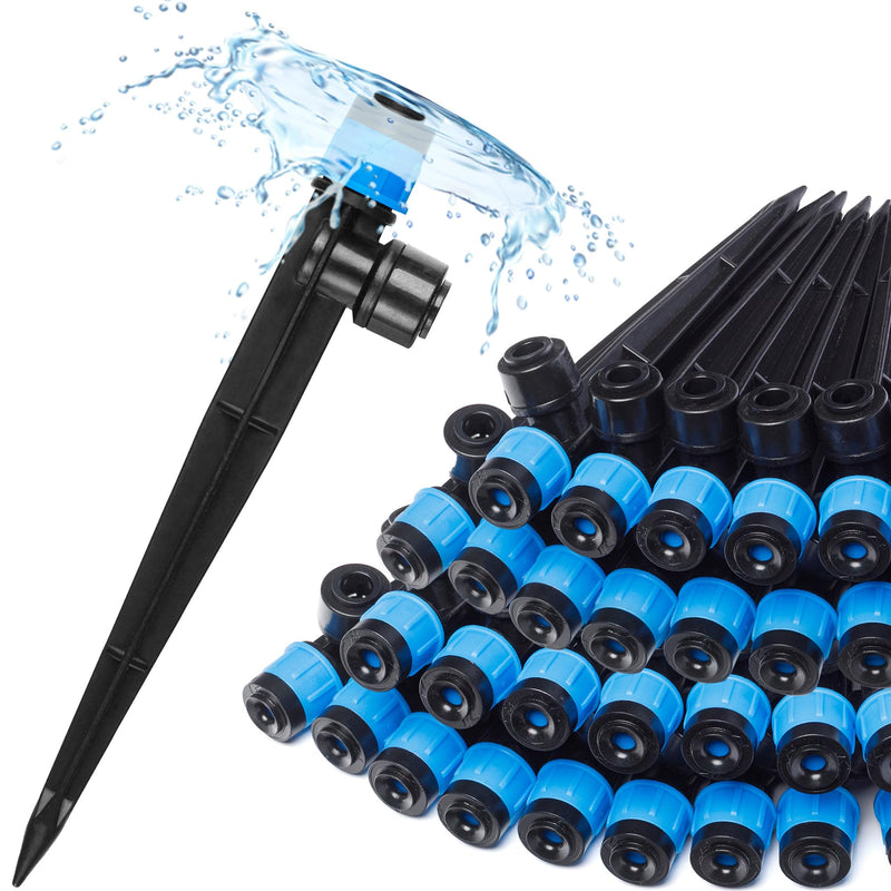 [Australia - AusPower] - Carpathen 30pcs Drip Irrigation Emitters - 1/4" Drip Irrigation System Push-to-Connect - Adjustable 360 Degree Drip Emitters Vortex on 6" Sturdy Stake - Irrigation Drippers for Garden Watering System 30 Vortex Push-To-Connect Emitters 