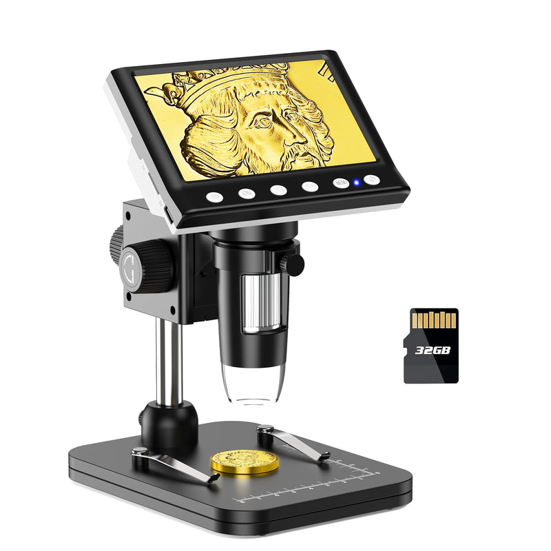 [Australia - AusPower] - LPM7 4.3" Coin Microscope, IPS Digital Microscope for Adults, Coin Magnifier with 8 LED Lights, Windows Compatible, Include 32GB Memory Card LPM7-4.3“ USB microsccope 
