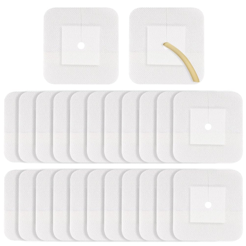 [Australia - AusPower] - 40 Pcs Feeding Tube Covers G Peg Tube Holder Split Drain Adhesive Bandages for Dialysis Catheter 4" x 4" Island Dressing Bordered Gauze Nuring Accessories 4"x4" Inch-pack of 40 