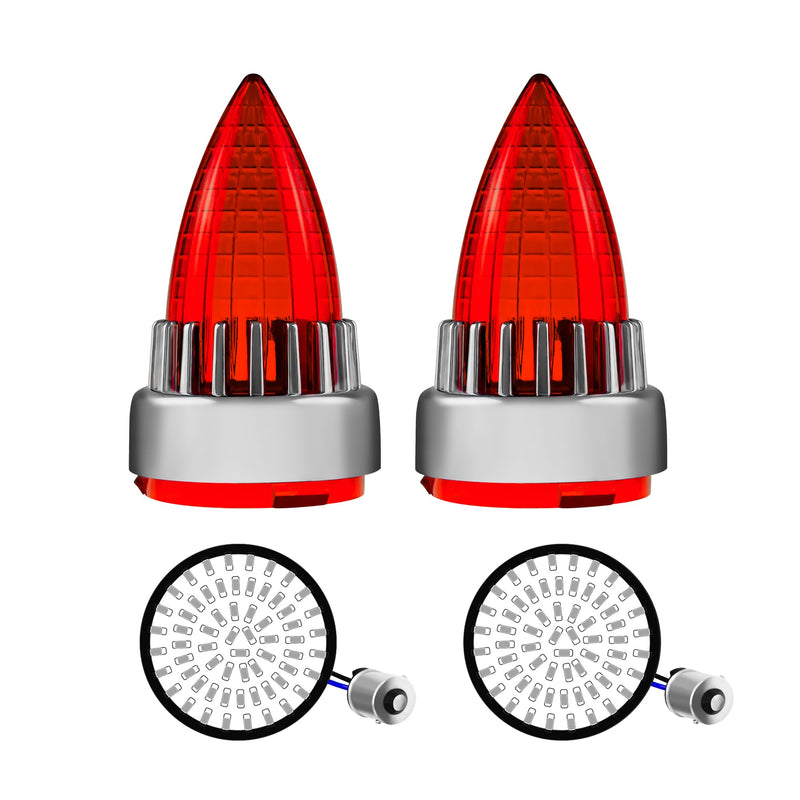 [Australia - AusPower] - FATECIM Motorcycle 2" 1156 LED Rear Turn Signal Red Light Blinkers Indicators with Supersonic Replacement Red Lens for Harley Softail Touring Dyna Fat Boy Sportster Road King Street Glide Road Glide Chrome / Supersonic Red Lens 1156 Red Light 