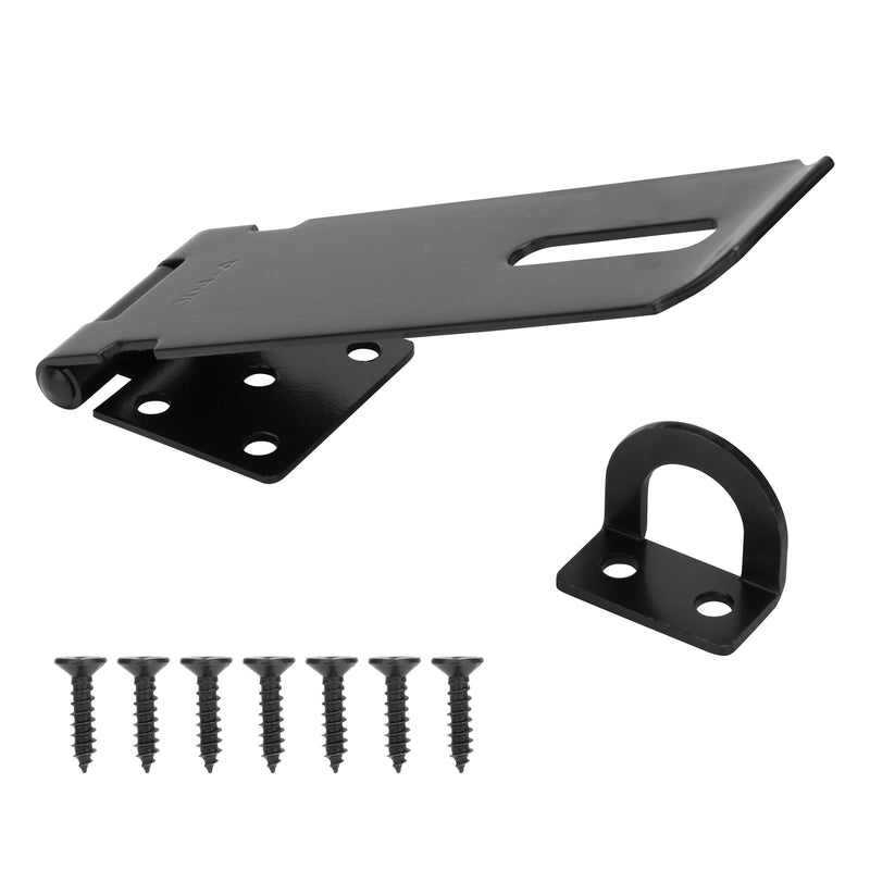 [Australia - AusPower] - 5" Door Padlock Safety Hasp Latch, Door Hasp Clasp Lock Gate Shed Hasp Latch Lock for Door Window Cabinet Pet Cage Toolbox Shed Fence, 304 Stainless Steel, Matte Black Finish, 1 Pack 5 Inch 