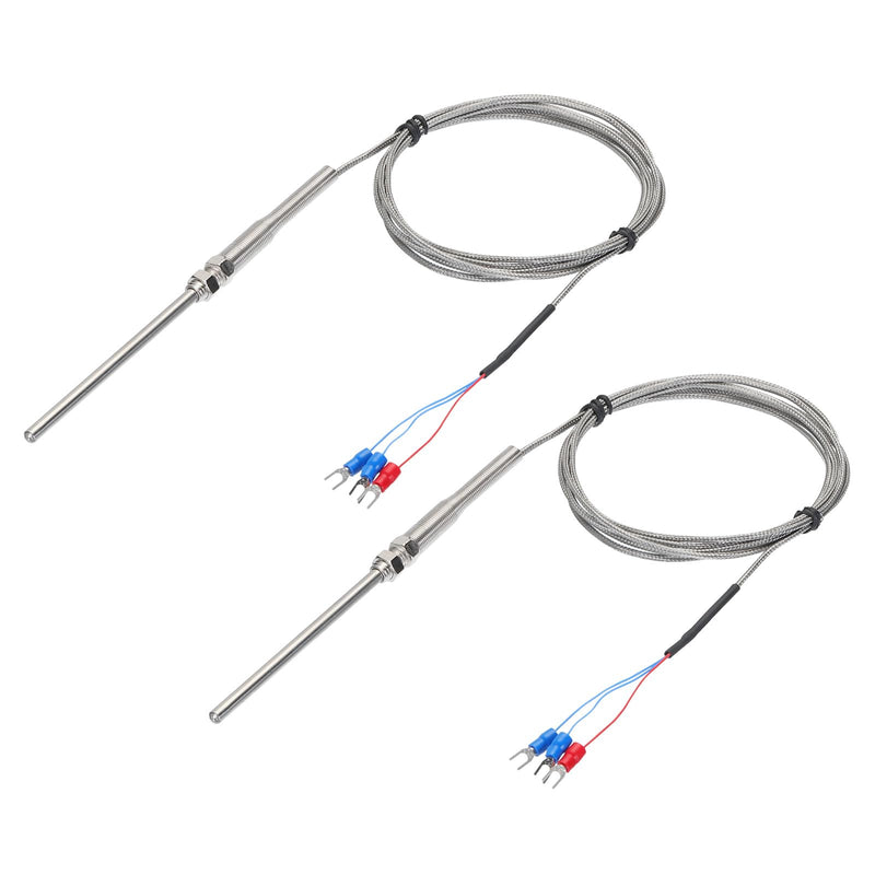 [Australia - AusPower] - MECCANIXITY 2pcs PT100 RTD Thermocouple Stainless Steel M8 Temperature Sensor Probe -50 to 1300C 6.6ft 5x100mm 