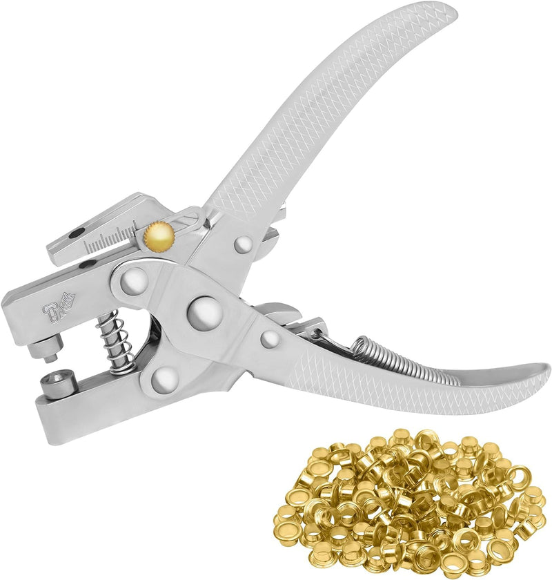 [Australia - AusPower] - Eyelet Hole Punch Pliers, 3/16 in(5mm) Eyelet Grommet Pliers Kit Metal Eyelets Kits with 100PCS Grommets Shoe Eyelets Grommet Sets for Leather Fabric Belt Clothes Decorative Repair 