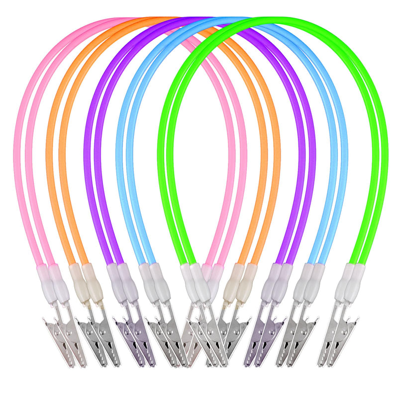 [Australia - AusPower] - 10Pcs Autoclavable Dental Flexible Medical Grade Silicone Bib/bibs Holders Clips,Individually Wrapped Napkin Clips, with Stainless Steel Alligator/Extra Wide Neck Band(10 Neon Mix, 2 of Each Color) Neon Mix Color 