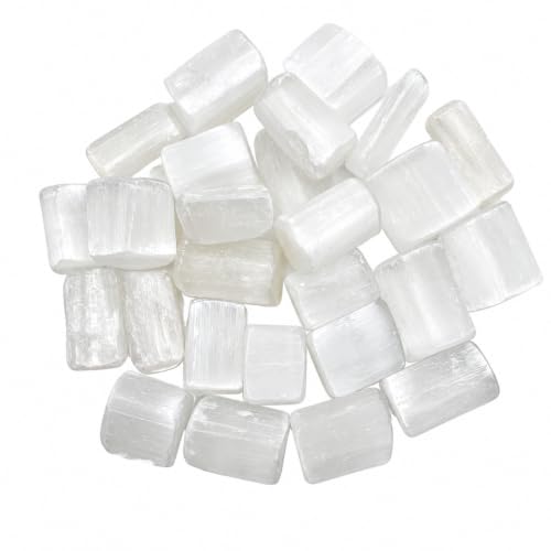 Selenite Tumbled Stones, 1/2 LB Natural Polished Crystals for Reiki Selenite 1/2 Pound