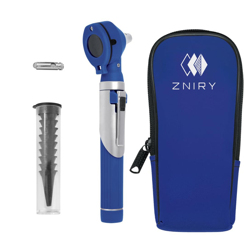 [Australia - AusPower] - Fiber Optic Mini Otoscope - Ear Scope with Light for Infection Detection, Wax Removal, and at-Home ENT Exams (Blue Color) 