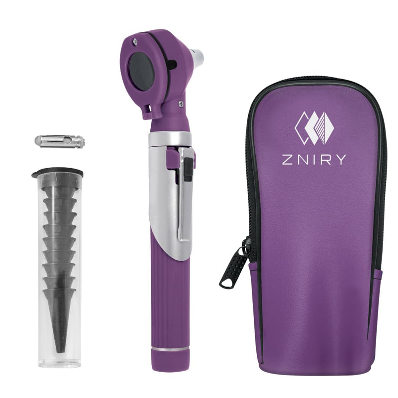 [Australia - AusPower] - Fiber Optic Mini Otoscope - Ear Scope with Light for Infection Detection, Wax Removal, and at-Home ENT Exams (Purple Color) 