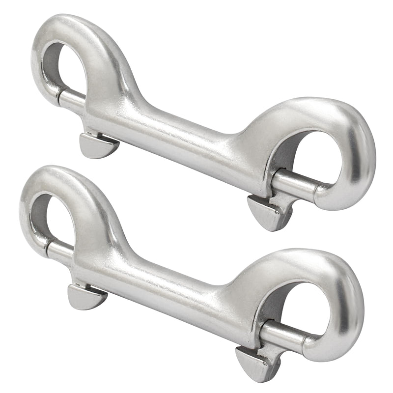 [Australia - AusPower] - 2 Pcs 4 Inch 316 Stainless Steel Double Ended Bolt Snaps Hook Marine Grade, Double Snap Hook Chain Clips for Dog Leash Key Chain Horse Tack Diving Pet Feed Bucket Garage Use 