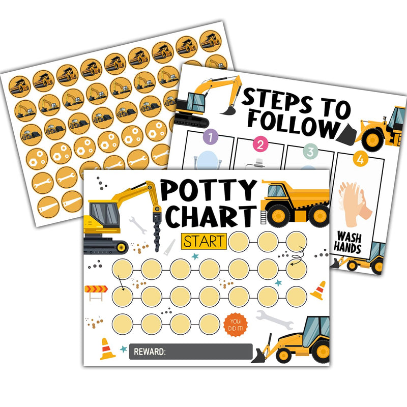 [Australia - AusPower] - Children's Potty Sticker Chart, Engineering Car Reward Sticker Chart ï¼ŒKids Potty Training Chart for Toddlers Boys, Potty Training Sticker Chart for Girls Potty, Potty Chart for Boys with Stickers 