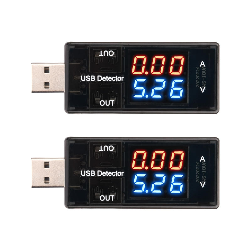 [Australia - AusPower] - 2Pcs USB Meter LCD DC Digital Blue & Red Display Current VoltageMeter - Multi-Function Tester Ammeter & Voltmeter 