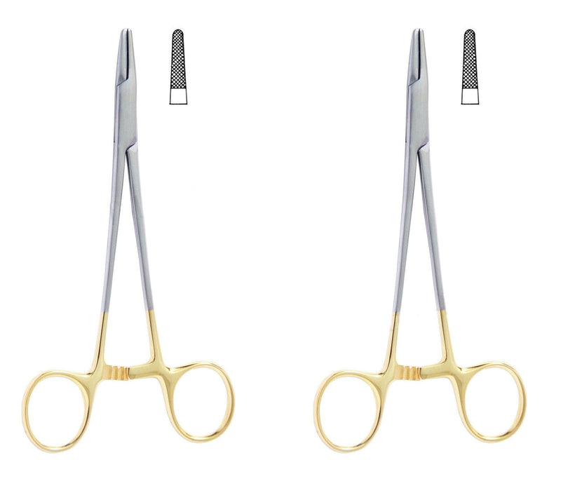 [Australia - AusPower] - T/C Mayo Hegar Needle Holder Driver 6" 16cm & 8" 20cm TC Serrated with Tungsten Carbide Inserts Surgical Dental Forceps 2 Pcs (6" (16 CM)) 6" (16 CM) 