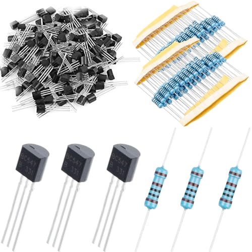 100pcs Transistor BC547 BC547B TO-92 NPN Transistor 50V 0.1A 100mA 625mW with 100pcs 1K 1/2W Ohm Resistor for Electronic Circuit