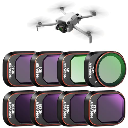 NEEWER ND & CPL Filter Set Compatible with DJI Mini 4 Pro, 8 Pack UV CPL ND8 ND16 ND32 ND64 ND128 ND256 CPL Polarizer Neutral Density Drone Lens Filters, Multi Coated HD Optical Glass/Aluminum Frame Mini 4Pro 8 Pack ND&CPL&UV Filter