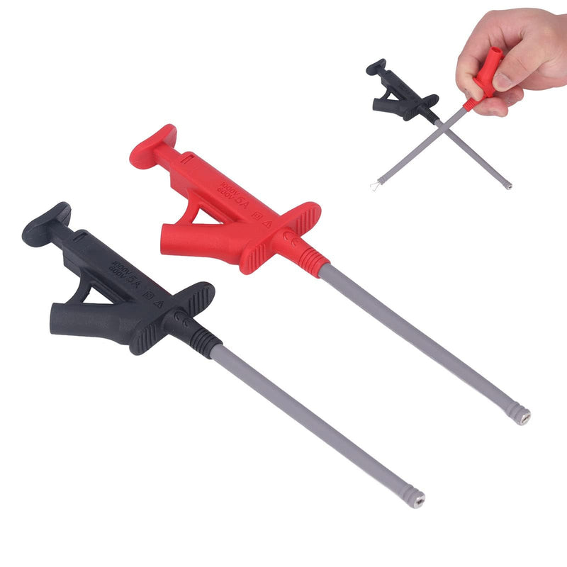 [Australia - AusPower] - Flexible Test Hook Clip, Professional High Voltage Flexible Test Hook Multimeter Electrical Testing Grabber Hook with 4MM Banana Jack J.30042 