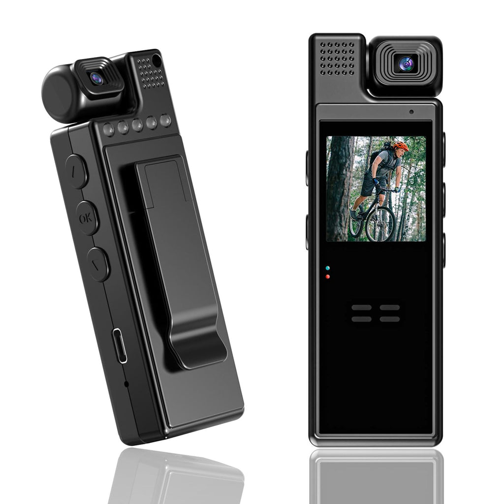 [Australia - AusPower] - 1080P Body Camera Video Audio Recorder Portable Wearable Small Bodycam Police Cam with 180° Rotatable Lens, Night Vision, and 64GB Memory Card - Ideal for Work, Adventures, and Daily Life 