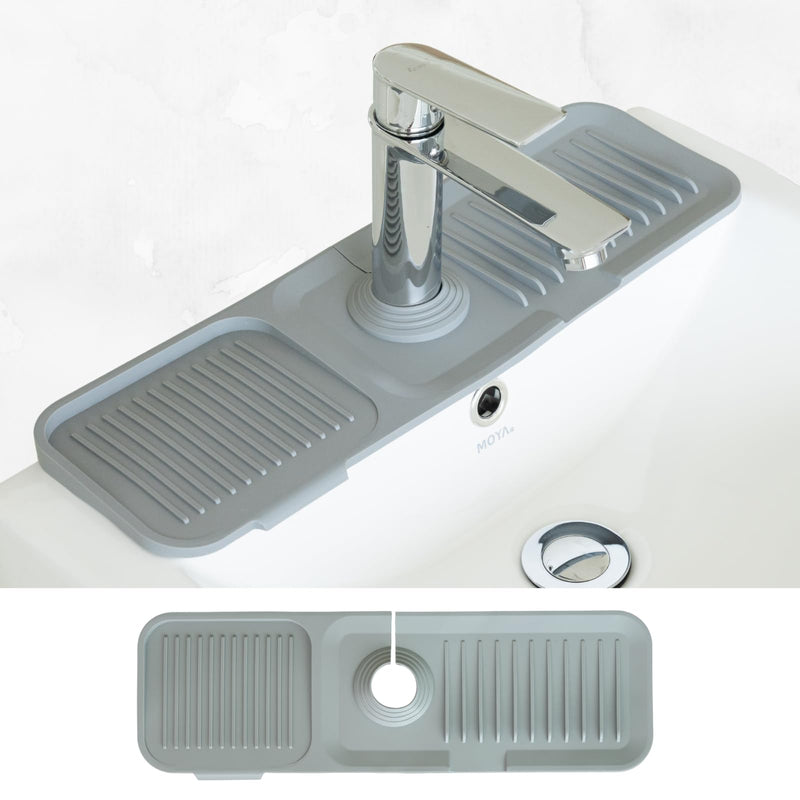 [Australia - AusPower] - Silicone Draining Mat For Kitchen Sink, 17.7 x 5.5 inches, 5Â° Sloped Kitchen Sink Splash Guard, Faucet Splash Guard For Kitchen Sink, Silicone Sink Mat, Dark Gray 17.7 Inch 