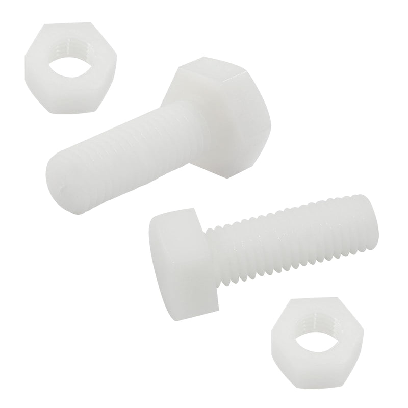 [Australia - AusPower] - Biaungdo 20 Pair M10 x 30mm Nylon Hex Bolts, White Plastic Hex Bolts Full Thread Hex Head Screws and Nuts Set M10x30mm 