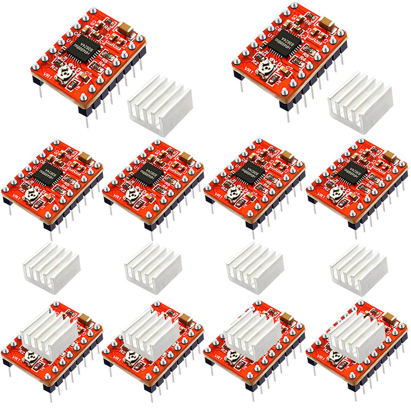 [Australia - AusPower] - 10pcs A4988 Stepstick Stepper Motor Driver Module with Aluminum Heat Sink for 3D Printer Reprap 