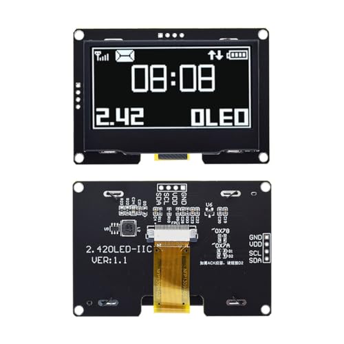 Hailege 2.42 Inch SSD1309 128 x 64 OLED Display Module 2.42 Inch 4-Pin OLED LCD Display Module (IIC White) IIC