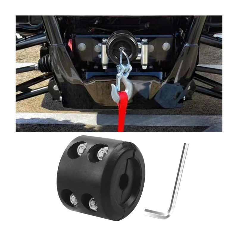 [Australia - AusPower] - Bittwee Car Rubber Winch Stopper for ATV UTV Truck, Cable Saver Hook Stopper Line for Synthetic Rope, Bump Shock Saver Dampener with Stainless Steel Screw and Nut, Quick Installation Tool (Black) Black 