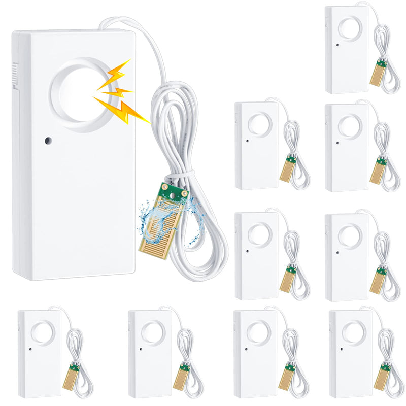 Hoteam 5 Pcs Water Sensor Alarm Leak Detector 120db Water Leak Alarm 9v Battery Flood Sensor Detector Overflow Security Alert for Home Basement Kitchen Garage Bath Tub Sink, White