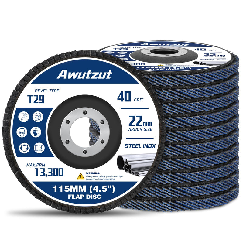 Serrated Disc 115mm Grain 40 Slat Discs for Angle Grinder Metal Wood Pack of 10 T29 Abrasive Mop Discs P40