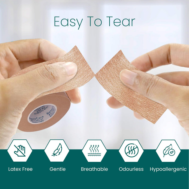 [Australia - AusPower] - Tan Paper Surgical Tape 1 inch (4 Rolls) | Microporous Micropore Tape | Skin Coloured Nose Tape |Medical Tape for Skin, Dressings & Rhinoplasty Recovery | First Aid Tape 