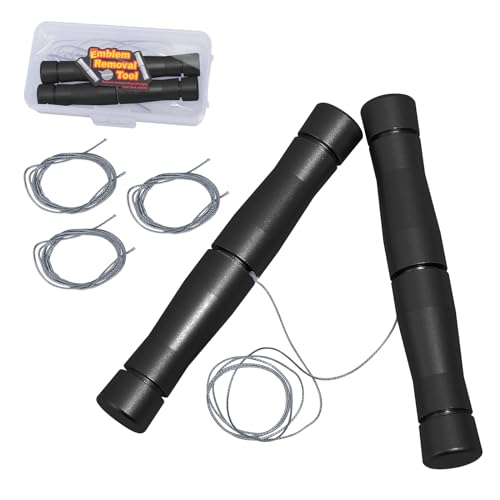 Ehdis Car Emblems Remover Logo Remover with 3 Replacement PE Lines and 2 Aluminum Handles No Scratch for Emblems Remove Car Logo (Black) black