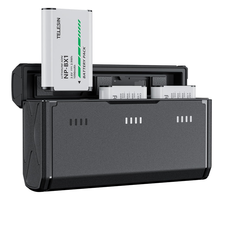 [Australia - AusPower] - TELESIN 2 Pack NP-BX1 Battery and 3-Channel Battery Charger for Sony NP-BX1/M8, ZV-1, ZV-1 II, Cyber-Shot DSC-HX80, HX90V, HX95, HX99, RX1, RX1R II, RX100 (II/III/IV/V/VA/VI/VII), FDR-X3000, HDR-AS50 