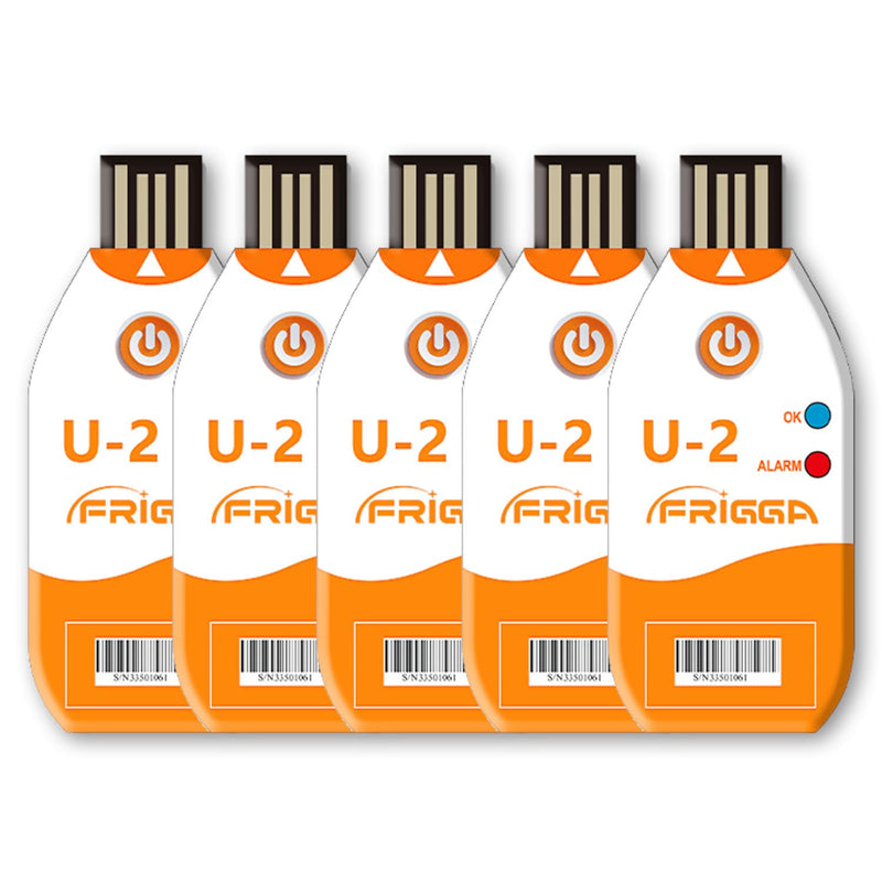 [Australia - AusPower] - Frigga 5 Pack USB Temperature Data Logger Single Use Temperature Recorder 100 Days High Accuracy Thermometer Monitor 14400 Points with PDF CSV Report,U2 5pack 
