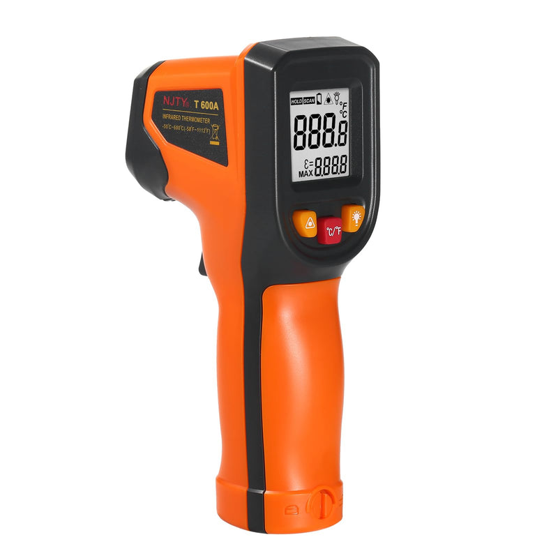 [Australia - AusPower] - Infrared Thermometer Non-Contact Digital Temperature Gun -50°C~600°C (-58°F~1112°F) with Emissivity Function IR Thermometer for Industrial, Kitchen Cooking, Automotive, Not for Human Body Temp 
