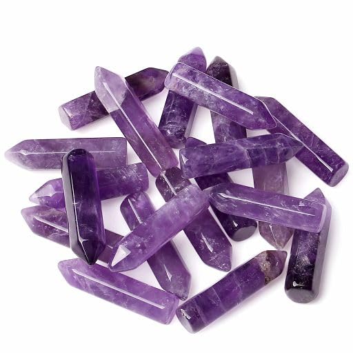 YATOJUZI 20PCS Amethyst Natural Healing Crystals Stones Sets Polished Tumbled Pocket Gemstones Bulk Wholesale Hexagonal Points Reiki Energy Balancing Chakra Meditation Therapy Gift for Women Men Purple-amethyst