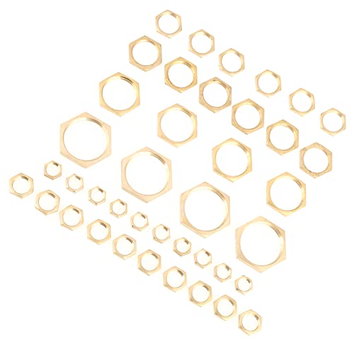 JTLB 33mm brass faucet nut hex lock nuts, assorted G1/8 to G1 thread pipe fittings, 40-piece set