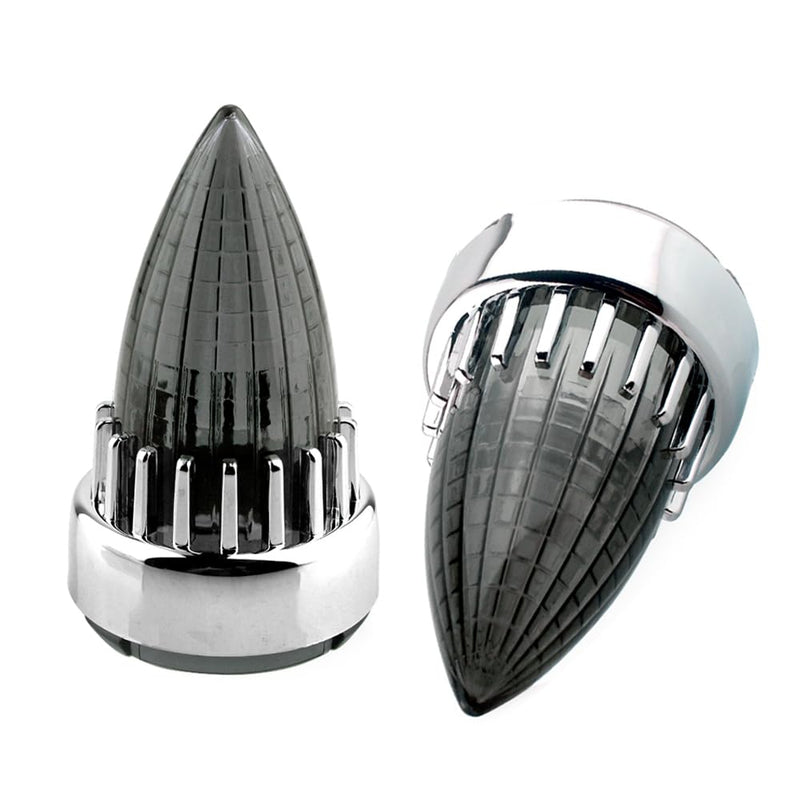 61mm Diameter Bullet Turn Signal Indicator Lens Light Cover Trim For Harley Davidson Sportster Dyna Softail Street Glide Road Glide Chrome-Smoke