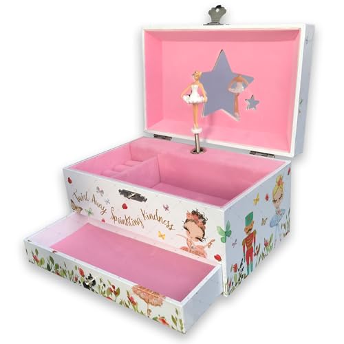 BinkeGG Play [ You Are My Sunshine ] (60 Tunes Option) Children Jewelry Box with Pullout Drawer Ballerina Jewelry Storage Music Box for Girls with Sankyo Musical Mechanism 04. Ballerina Jewelry Box
