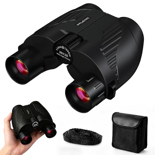 20x25 Compact Binoculars with Strap for Kids and Adults, Sharp Clear, Mini Low Weight Binoculars for Bird Watching,Hiking Outdoor, Cruise Ship,Concert Black