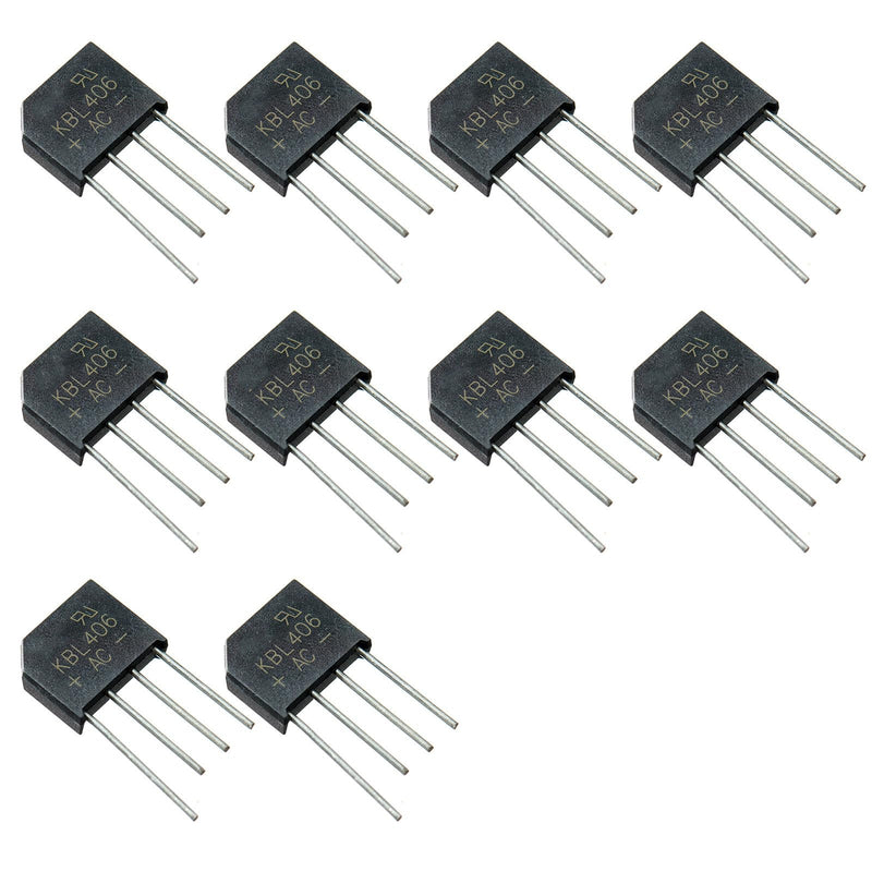 [Australia - AusPower] - 10pcs KBL406 KBL 406 Single Phase 4Amp 600Volt Silicon Bridge Rectifiers 4A 600V,4Pins. 
