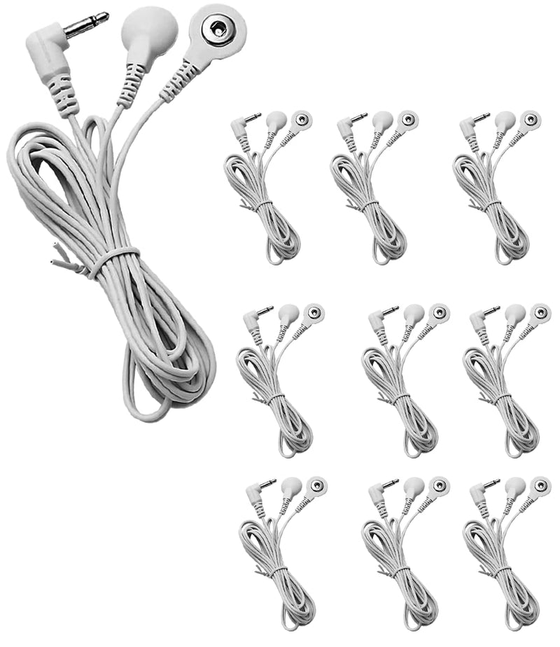 [Australia - AusPower] - Button Electrode Wire Cable, DC 3.5mm Button Electrode Wire Cable Compatible Wires for Digital TENS Massage Machine,Button Type Electrode 2.5mm Plug Wires Cable 1 to 2 (10) 10 