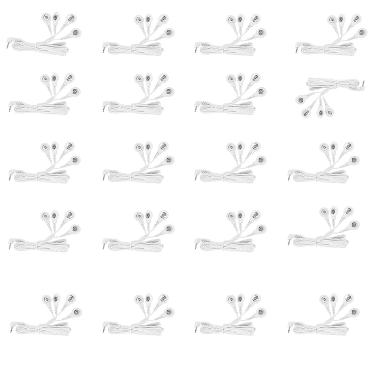 [Australia - AusPower] - Button Electrode Wire Cable, DC 3.5mm Button Electrode Wire Cable Compatible Wires for Digital TENS Massage Machine,Button Type Electrode 2.5mm Plug Wires Cable 1 to 4 (20) 20 