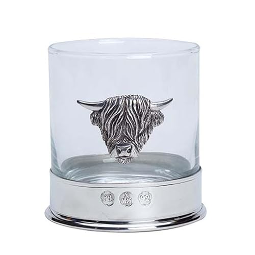 Whisky Glass Highland Cow Pewter Handcrafted Barware