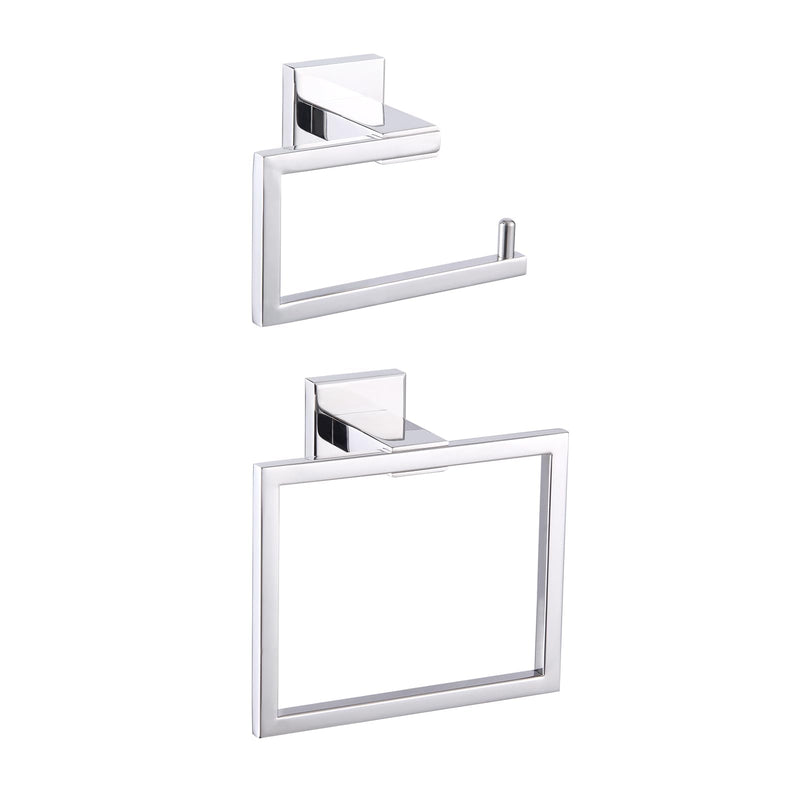 GERZWY Towel Ring and Toilet Paper Holder Polished Stainless Steel 2 Piece Bathroom Hardware Set Wall Mounted JG1956-2JG