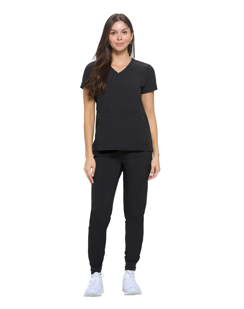 [Australia - AusPower] - Natural Uniforms Womens Essential Cool Stretch Jogger Scrub Set with Regular and Petite Sizes Black Large 