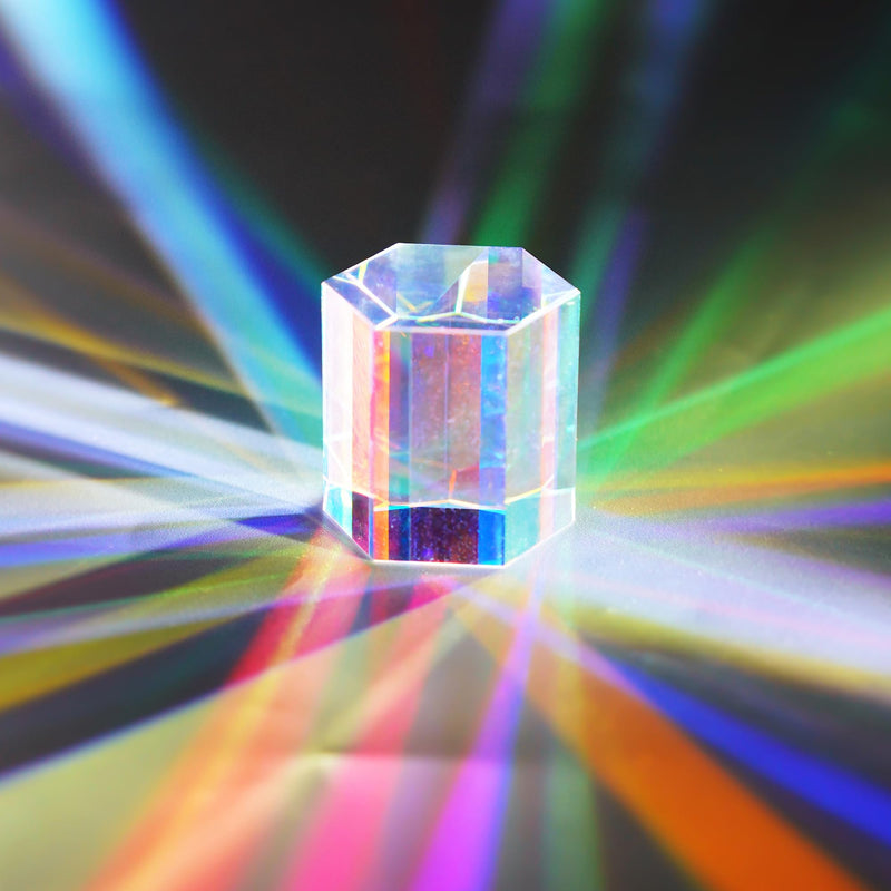 [Australia - AusPower] - 1.2'' Optical Glass RGB Dispersion Prism X-Cube for Physics Teach Rainbow Prism Crystal Cube Prism Photography Props 30mm Hexagonal prism 
