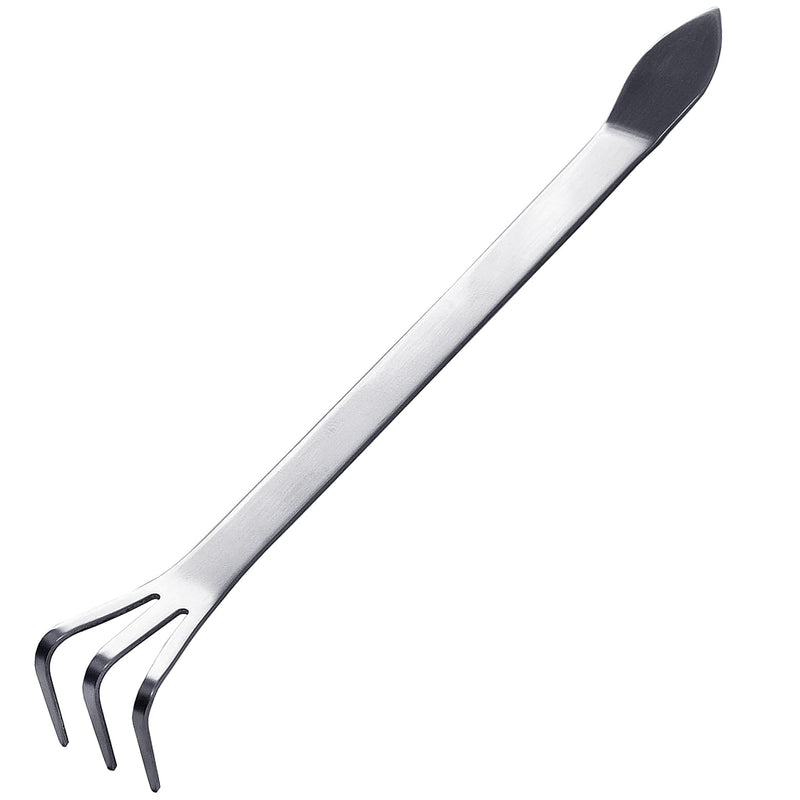 [Australia - AusPower] - Stainless Steel Bonsai Root Rake with Blade Spatula 9.5" [3 Claws Tips] Garden Bonsai Rake Tool 