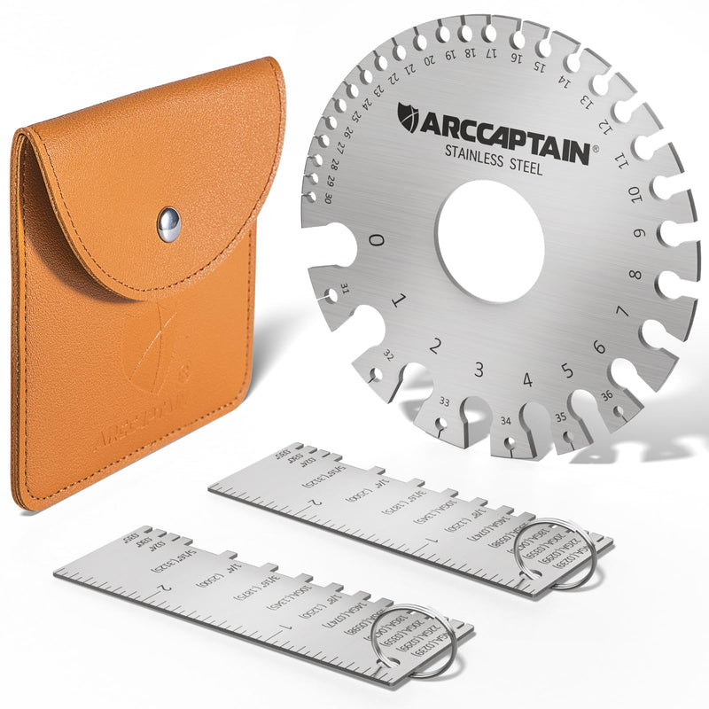 [Australia - AusPower] - ARCCAPTAIN Wire Gauge Measuring Tool & Metal Gauge Thickness Tool, Stainless Steel Metal Sheets Welding Material Thickness Gauge Standard Dual-Sided Round Wire Gauge 1 Set 
