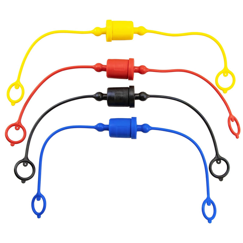 [Australia - AusPower] - 4Sets Hydraulic Quick Coupler Male Dust Cap and Female Plug Cover, Red Rubber Dust Caps/Plugs with Retention Ring Keeps Cap Attached to Hose (4Sets-Four Colours, ISO-A 3/8) 4Sets-Four Colours 