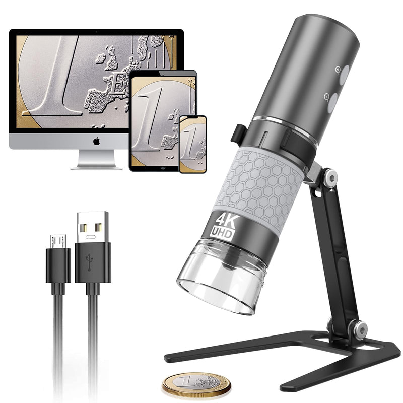 [Australia - AusPower] - Wireless Digital Microscope 4K HD Wi-Fi Microscope Camera Digital Magnifier Compatible for iPhone, Android Phones and PC (Black) Black 