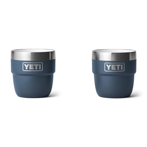 YETI Rambler 4 oz Stackable Cup, Stainless Steel, Vacuum Insulated Espresso/Coffee Cup, 2 Pack Navy