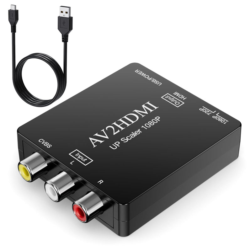 [Australia - AusPower] - RCA to HDMI Adapter, AV to HDMI Converter, 1080P Mini RCA Composite CVBS Audio Video Converter Supports PAL/NTSC Compatible with PC/Laptop/Xbox /PS4 /TV/STB/VHS/VCR/Blue-Ray 